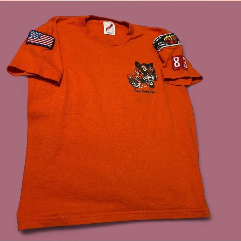83’ Vintage Boy Scouts Short Sleeve Tee with Unique Patches - Picture 1 of 5